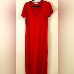 Velvet Torch Maxi Stretch T-Shirt Dress Large Orange Single Side Slit Casual